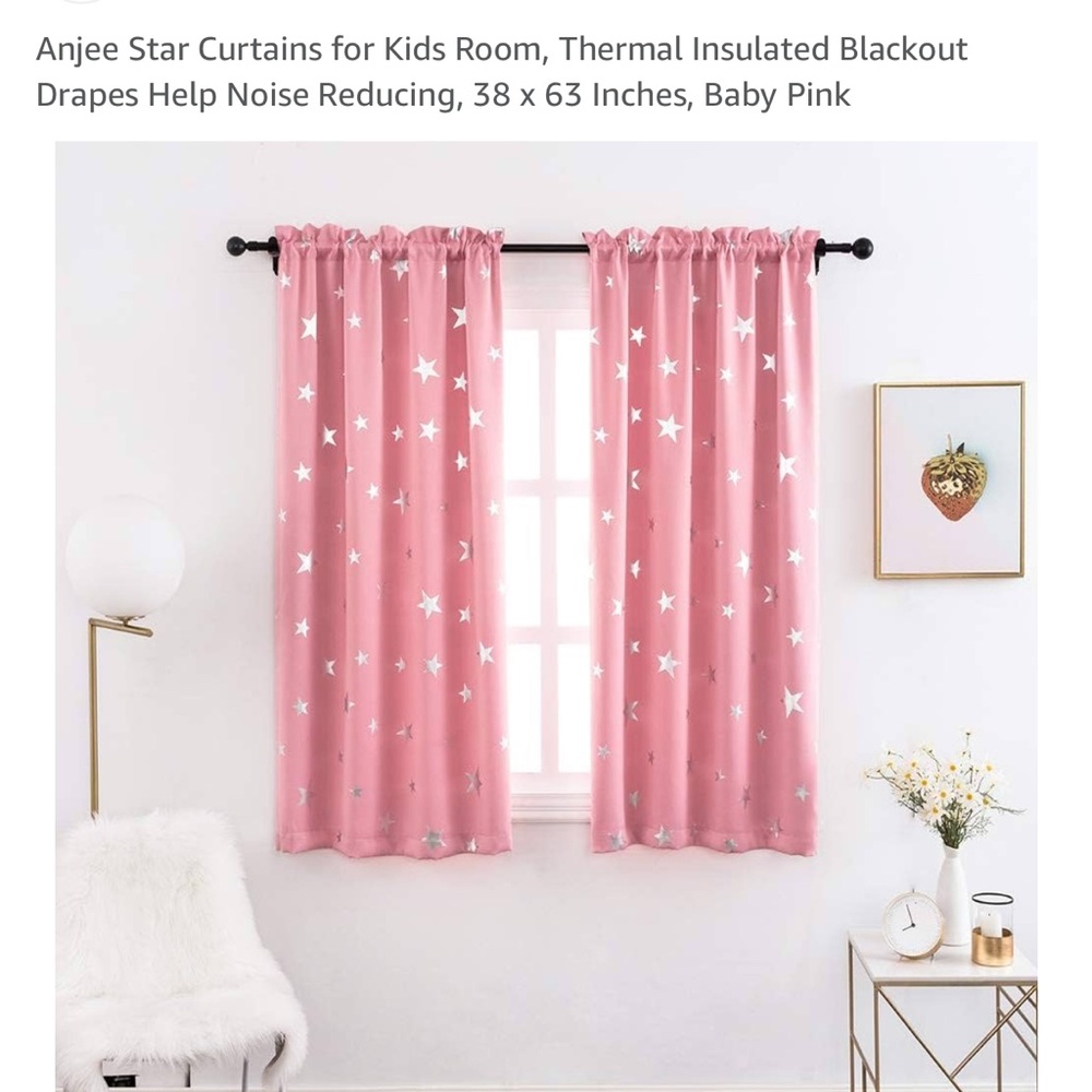 Pink Star Curtains 38”x63” -12 panels